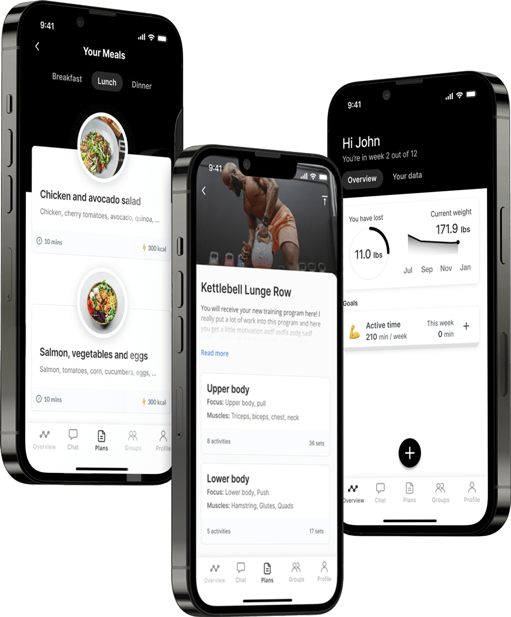 A mockup of the coaching app showcasing the features.
